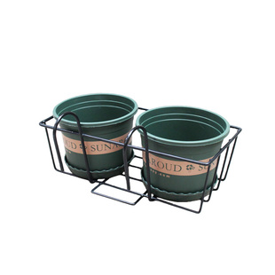 阳台栏杆挂式花架悬挂长方形铁艺花架子塑料加仑花盆家庭种花简约