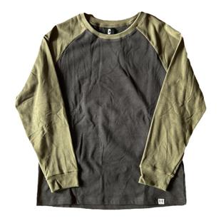 日系潮男打底衫宽松插肩袖秋冬新款圆领长袖弹力拼接撞色男上衣潮