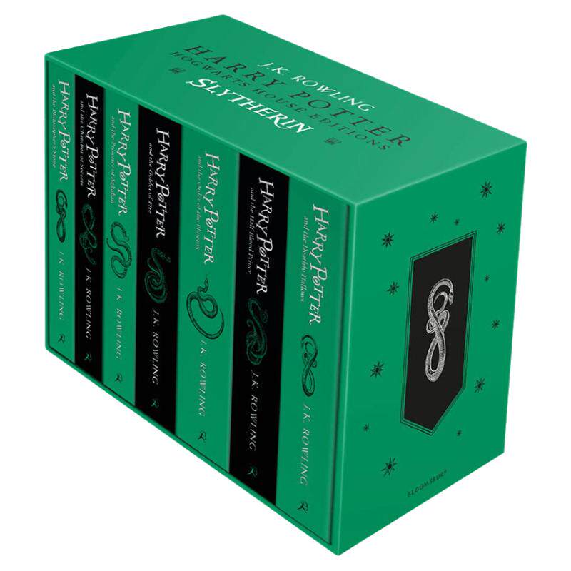 预售英文原版 哈利波特1-7册 斯莱特林学院平装版盒装 Harry Potter Slytherin House Paperback套装 JK罗琳 周边小说
