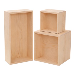 木盒定制无盖方形实木收纳盒收纳桌面组装抽屉长方形正方形家用