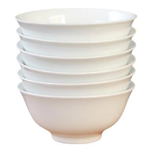 三环陶瓷6个装纯白4.5英寸圆梦碗陶瓷碗家用简约吃饭米饭碗