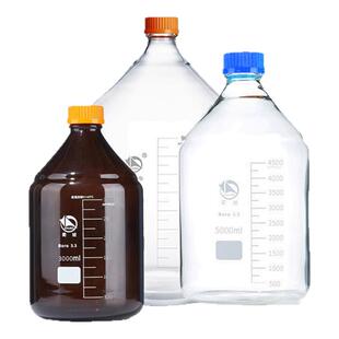 蜀牛玻璃蓝盖试剂瓶螺纹口丝口瓶GL45高硼硅玻璃广口瓶蓝盖瓶3000/5000/10000/20000ml大容量耐高温样品瓶