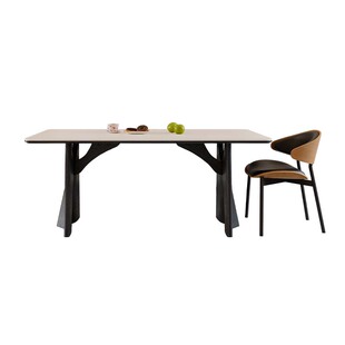 DDC轻奢风纯白岩板长餐桌椅组合小户型客厅家用全托底板飞鸦餐桌