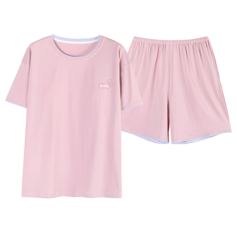【超凉爽莫代尔】睡衣女士青年妈妈带胸垫短袖家居服夏季短裤套装