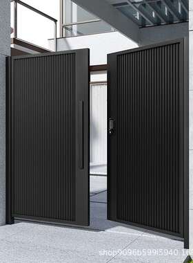 新中式农村自建房铁门围墙门铝艺电动门铝合金庭院门别墅户外大门