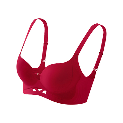 完美记忆红色本年内衣女小胸聚拢