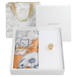 MARJAKURKI玛丽亚古琦真丝方巾丝巾高级感丝巾扣礼盒装节日礼物