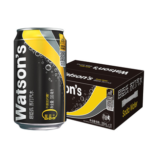 屈臣氏苏打汽水原味清新香草味康普茶碳酸气泡水330ml*12罐多口味