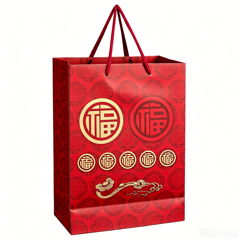 喜庆红色牛皮纸手提礼袋
