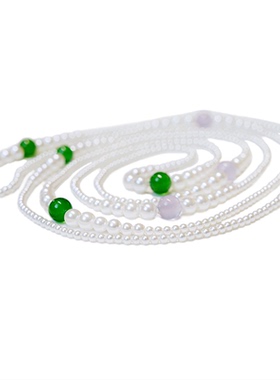 新中式多层母贝珍珠长款毛衣链女