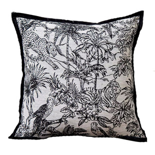 Texdream态度 水墨丛林画轻法式复古沙发抱枕设计感简约靠垫枕套