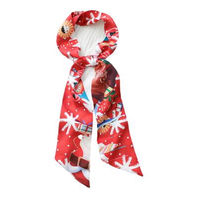 绿色长条丝巾搭配衬衫飘带装饰