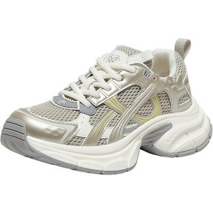 百思图2025秋季新款商场同款老爹鞋厚底增高女运动休闲鞋B8966CM5