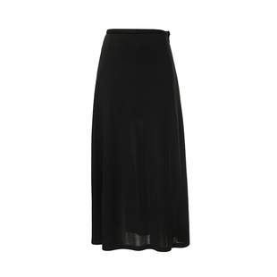 SoloForTwo 及地垂坠裙子 优雅慵懒夏季薄款到脚踝超长款黑色长裙