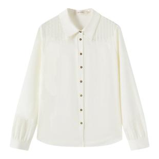 DTLANDO商场同款秋季白色衬衫女硬挺版型垂感宽松透气上衣