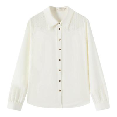 DTLANDO商场同款秋季白色衬衫女硬挺版型垂感宽松透气上衣