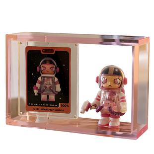 泡泡玛特展示盒桌面亚克力手办娃娃展示架摆柜墙单个盲盒收纳盒子