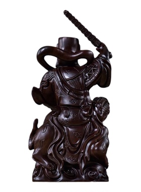 定制黑檀木雕手工财神爷摆