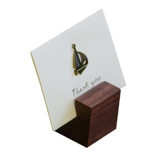 胡桃木明信片夹创意斜面商务高档卡片夹桌面办公名片夹照片夹实木立式留言桌签夹甜品蛋糕价格夹木质相片夹