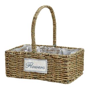 草编手提花篮竹编鲜花插花提篮小花篮编织篮子伴手礼篮藤编水果篮