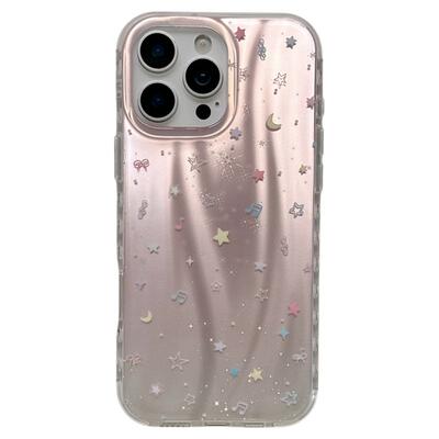 ins风镭射小众粉色星星月亮适用苹果15手机壳iphone16ProMax新款15promax女13带链条16pro超好看14全包保护套