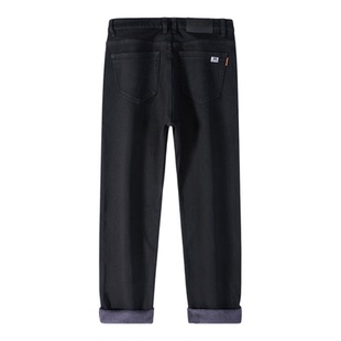 九分加绒牛仔裤男款宽松直筒阔腿秋冬高端加厚保暖加棉男生小个子