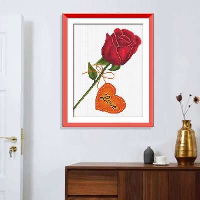 KS十字绣2023新款客厅卧室挂画自己绣手工绣线绣刺绣爱的玫瑰
