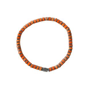 CCO简洁细珠手串男女同款时尚风橙色手链水晶串珠饰品星座礼物