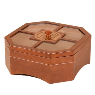 干果盒中式木质家用瓜子零食盘水果盘分格带盖创意客厅过年糖果盒