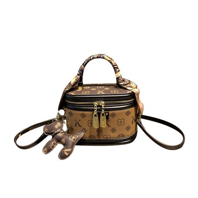 香港品牌复古时尚印花盒子包