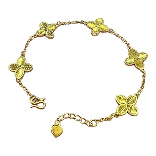 金包银手链999足金足银女手串碎冰冰三四叶草五钱币布提手花优美