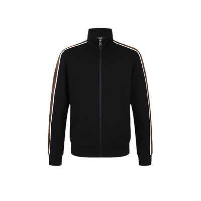 卡沃利拼色条纹立领夹克休闲运动