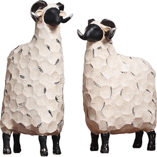 北欧创意绵羊摆件家居现代简约抽象酒柜婚房摆饰结婚礼物生日礼品