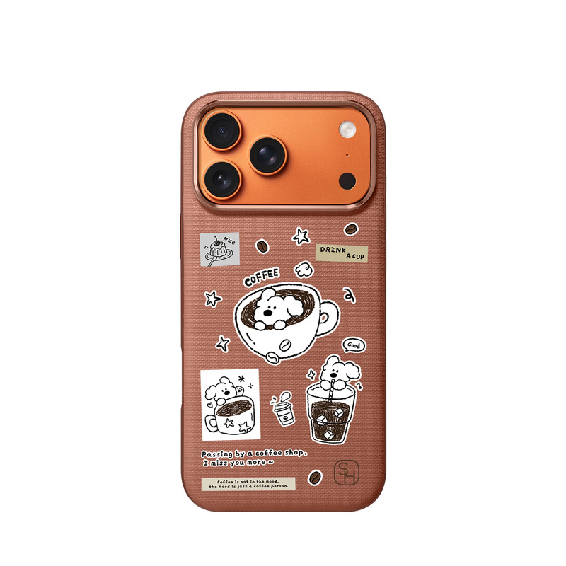 SHEHENG ×黑咖小狗适用苹果17Promax手机壳新款iPhone17Pro防摔磁吸官网同款带卡包支架保护套复古简约ko1女