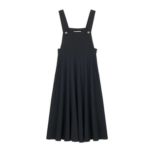 西装料背带裙夏季款大码胖妹妹屁股大胯宽女生穿搭黑色显瘦连衣裙