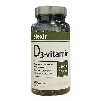 Elexir维生素D3软胶囊儿童成人男女性胆钙化醇vitamind3 180粒/瓶