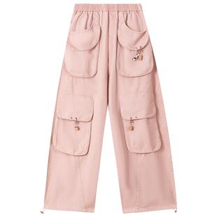 KEIKO 美式高街粉色工装牛仔裤女2026春季多巴胺慵懒宽松阔腿裤子