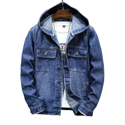 高端连帽宽松帅气男士牛仔外套潮