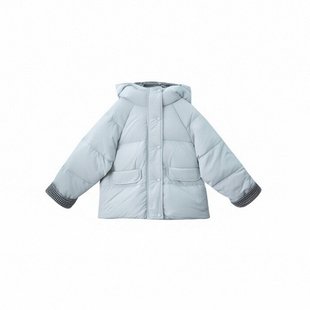 女童短款羽绒服2025冬儿童加厚洋气格子拼接连帽保暖90绒三防外套