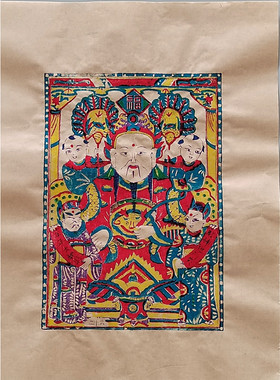 潍坊杨家埠白色天官赐福中号年画
