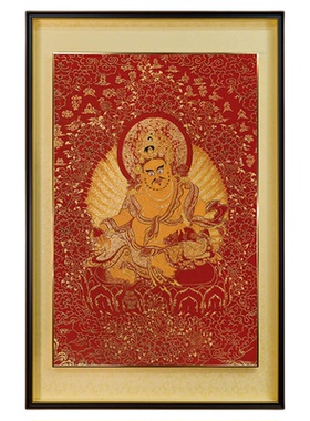 非遗织锦唐卡-黄财神客厅装饰画