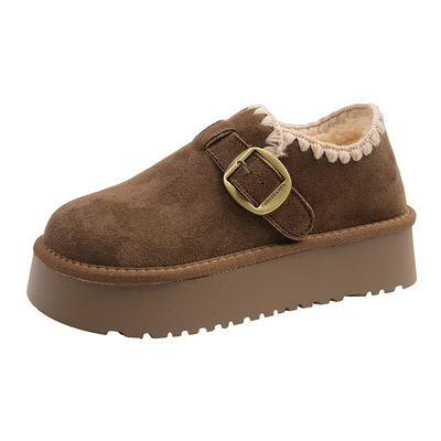 复古厚底刺绣勃肯鞋女加绒雪地靴