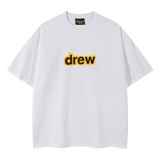 Drew笑脸字母短袖贾斯汀比伯男女同款潮牌高街情侣纯棉打底衫T恤