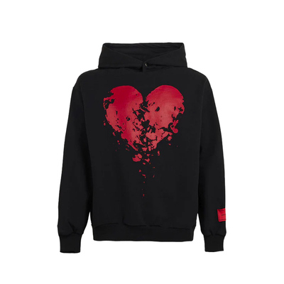 VOS心碎印花情侣套头连帽卫衣