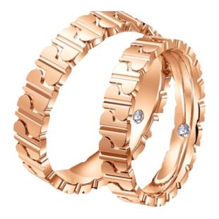 周生生18K玫瑰金钻石戒指情侣戒指婚戒组合对戒