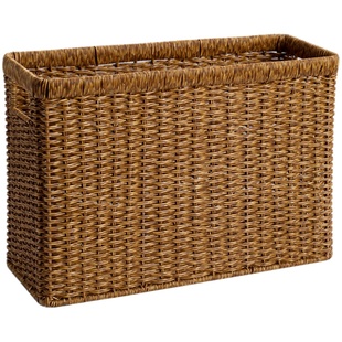 书房杂志书报收纳筐草编欧式储物杂志收纳架仿藤编零食杂物篮客厅