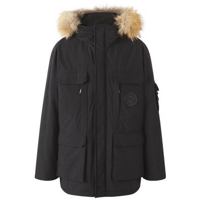 美特斯邦威短款羽绒服情侣款冬季新款宽松连帽真毛领加厚外套