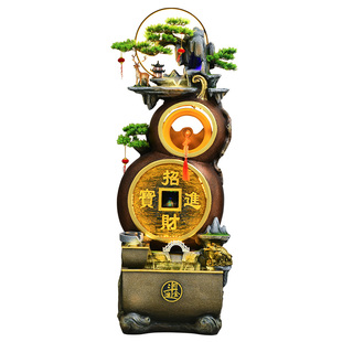 葫芦流水生财聚宝盆假山落地摆件循环水景喷泉客厅招财风水轮开业