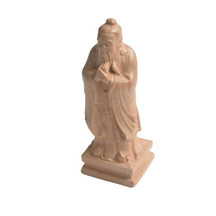 天然原木无漆桃木孔夫子孔圣人雕像手办手把件摆件平安木雕实木