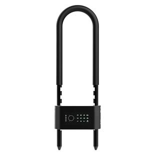 指纹u型锁办公室玻璃门商铺店铺室外智能电子插锁U形锁挂锁密码锁